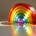 6 piezas de juguete acrílico de arco iris, 100% acrílico, puente de arco Montessori, bloques de construcción de arco iris para niños, juguetes educativos de aprendizaje de luz sensorial