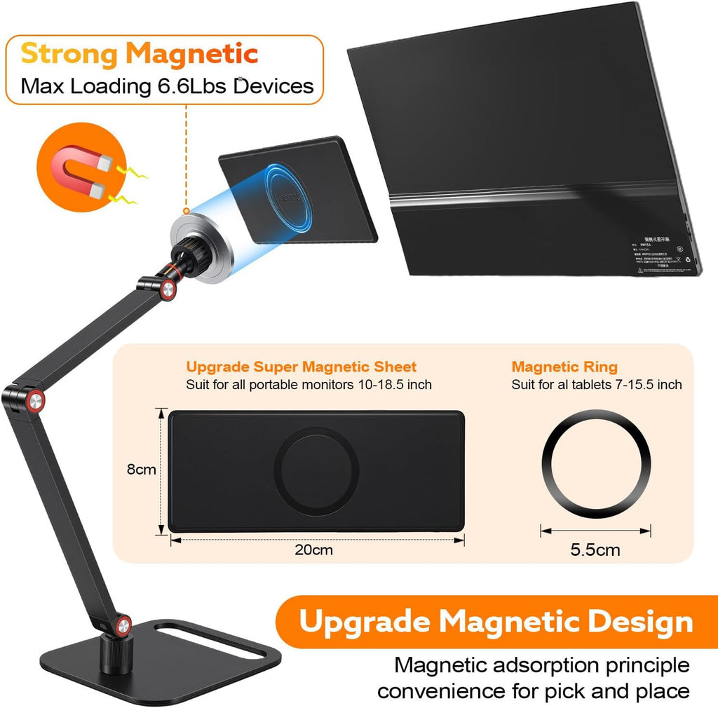 Soporte ajustable magnético fuerte para monitor de viaje portátil