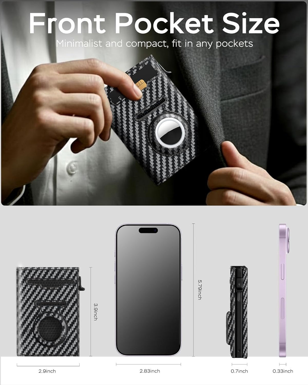 Vast Scenery Billetera para hombre para AirTag, cartera RFID para h...