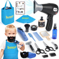 Juego de simulación de peluquería, juguetes de peluquería para niños, kit de afeitado para niños para niños de 3 años en adelante con secador de pelo, juguetes de afeitadora eléctrica, bolsa de