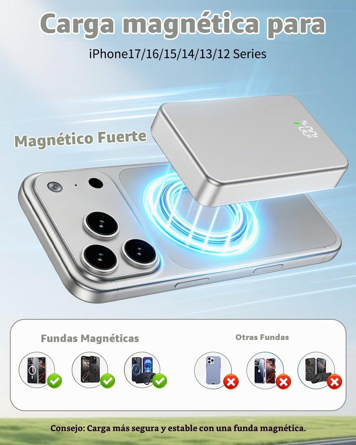 ZIKIHAA Banco de energía magnético de 26800 mAh para cargador portá...