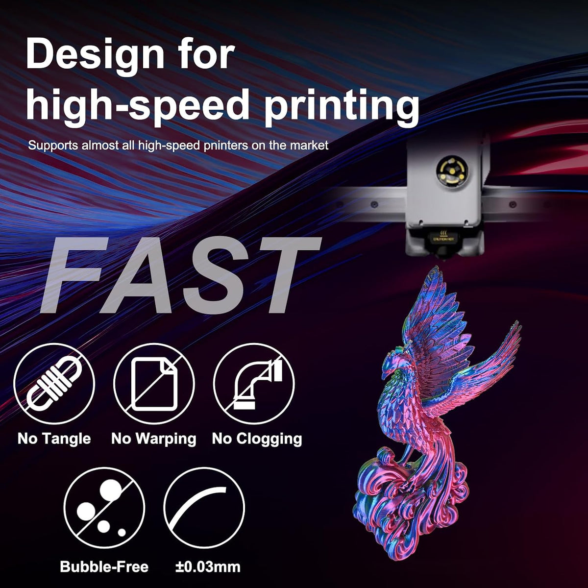 ERYONE Filamento PLA sedoso tricolor para impresora 3D de 1.75mm +\...