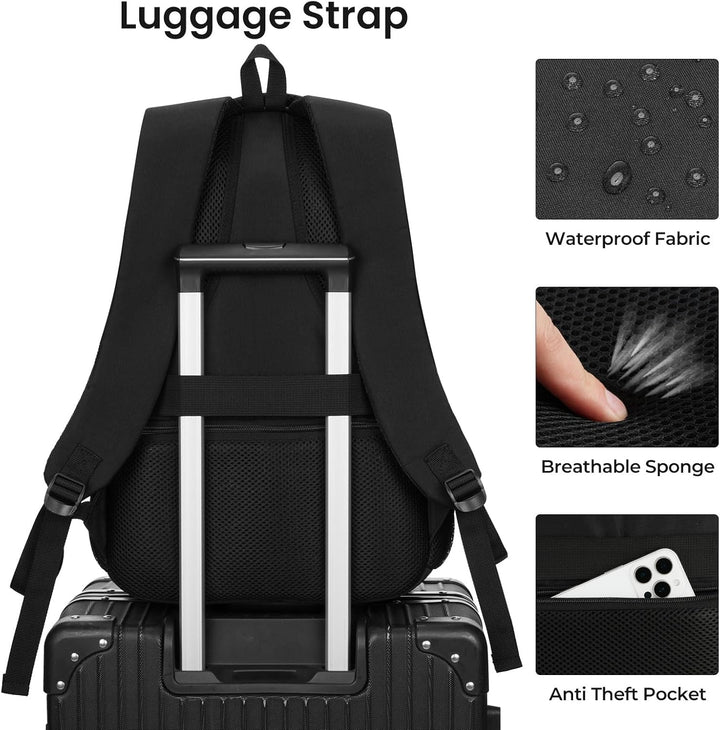 YAMTION Mochila para laptop para hombres y mujeres, mochila negra,...