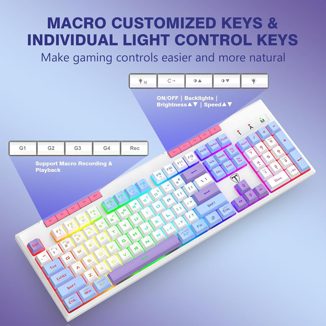 RisoPhy Teclado inalámbrico para juegos, triple modo BT5.0\/2.4GHz\...