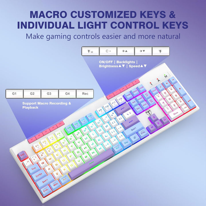RisoPhy Teclado inalámbrico para juegos, triple modo BT5.0\/2.4GHz\...