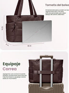 Bolso de mano para mujer con cierre, bolso acolchado tipo puffer con compartimentos, bolsos de trabajo ligeros y voluminosos para mujer de viaje