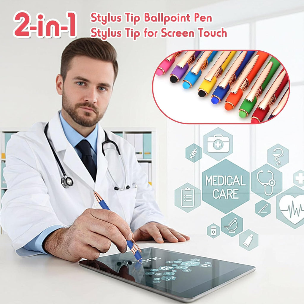 Yeaqee - Bolígrafo de 100 piezas a granel con punta de lápiz capacitivo, colores brillantes