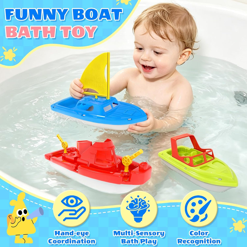 Flota de botes de juguete para niños pequeños, botes acuáticos flotantes para piscina, baño y playa, juego de botes coloridos para niños de 3 a 5 años