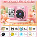 Cámara de impresión instantánea para niños con 5 rollos de papel de impresión, cámara HD 1080P, cámara portátil recargable para selfies, regalos de cumpleaños de Navidad, juguetes para niños y niñas