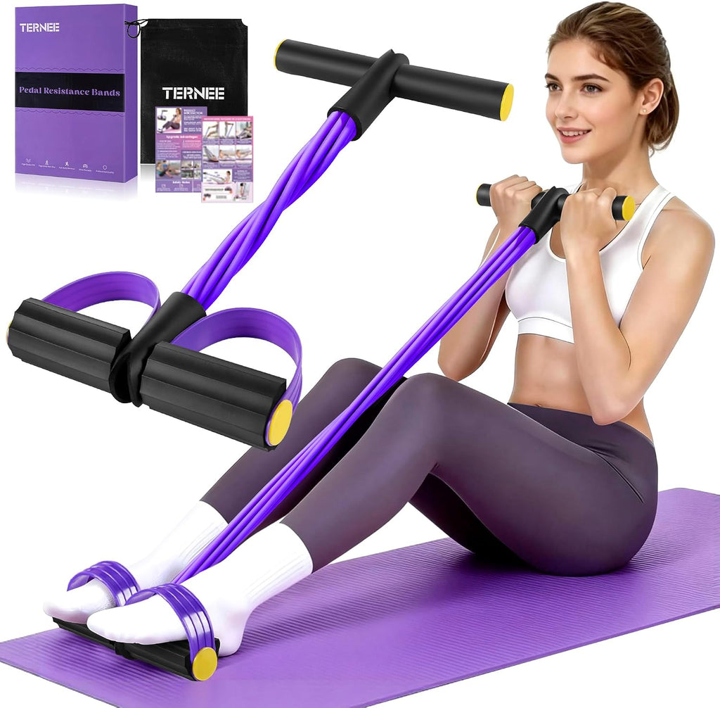 Bandas de Resistencia con Asa y Pedal, Banda de Resistencia de Pedal para Mujer, Bandas de Ejercicio Multifunción para Gimnasio en Casa — Cuerpo Completo y Entrenamiento