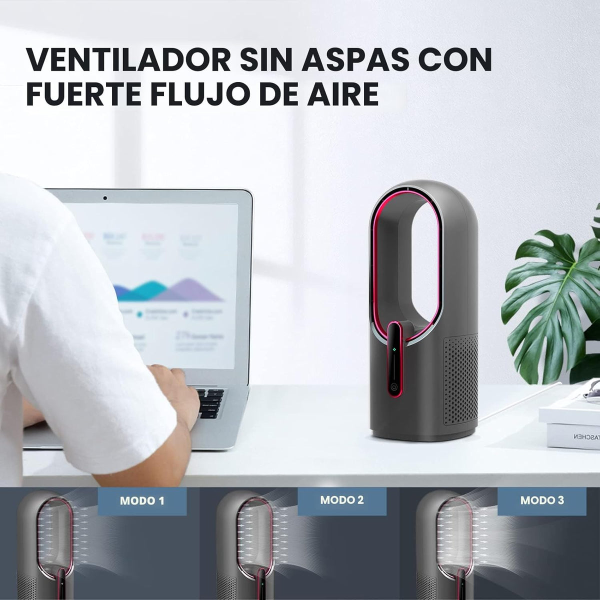 KONSIDEN Ventilador de escritorio sin aspas, ventilador de oficina...