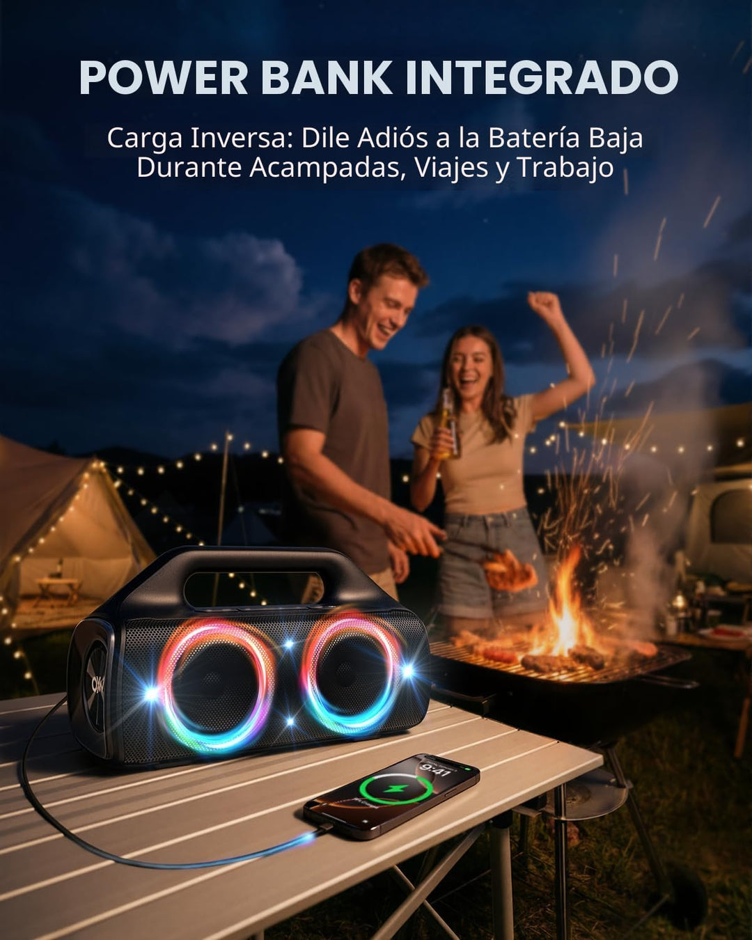 OYW Altavoz Bluetooth impermeable IPX67: 80 W (pico) Altavoces inal...