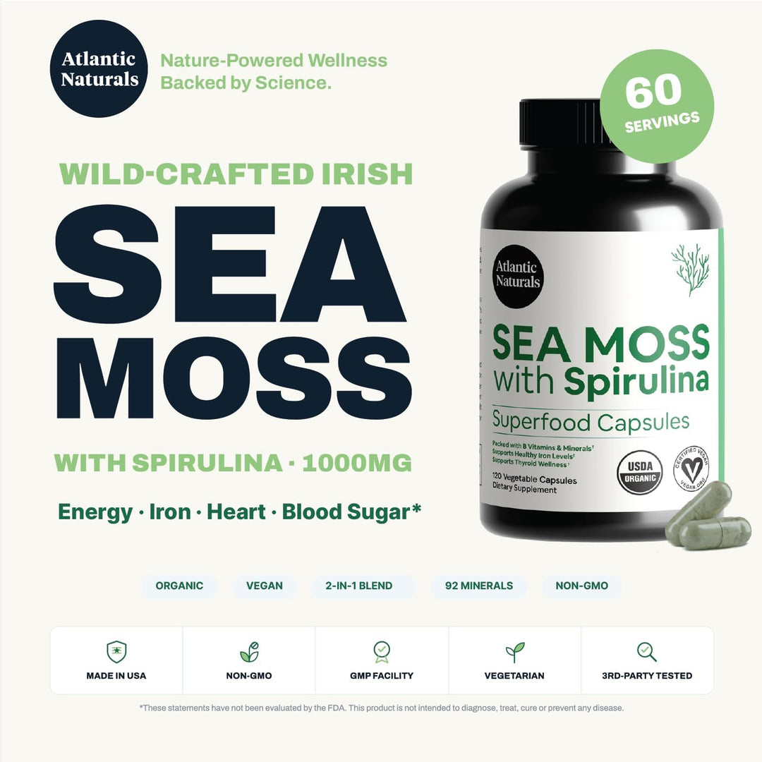 Atlantic Naturals Cápsulas de superalimento de musgo marino con esp...