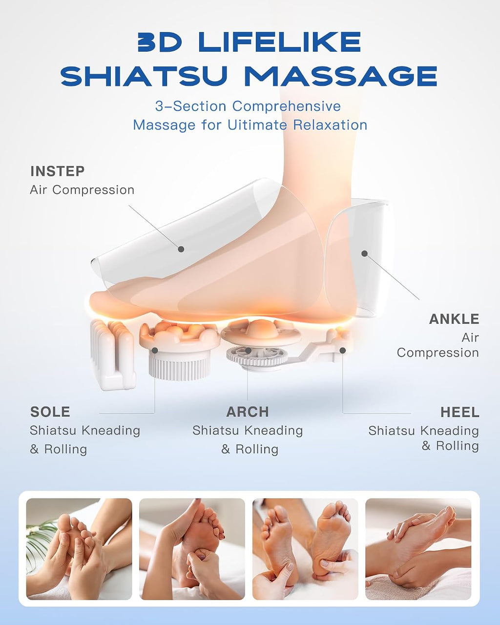 Masajeador de pies con calor para neuropatía, [2026 actualizado], masajeador de pies shiatsu de amasamiento profundo para fascitis plantar, se adapta a hombres talla 14