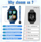 Reloj inteligente para niños de 3 a 12 años, resistente al agua IP67, 32 juegos de rompecabezas, pantalla táctil HD, cámara doble, podómetro, reproductor de música, reloj para niños, regalo de cumpleaños para niños de 5, 6, 7, 8, 9, 10 (azul)
