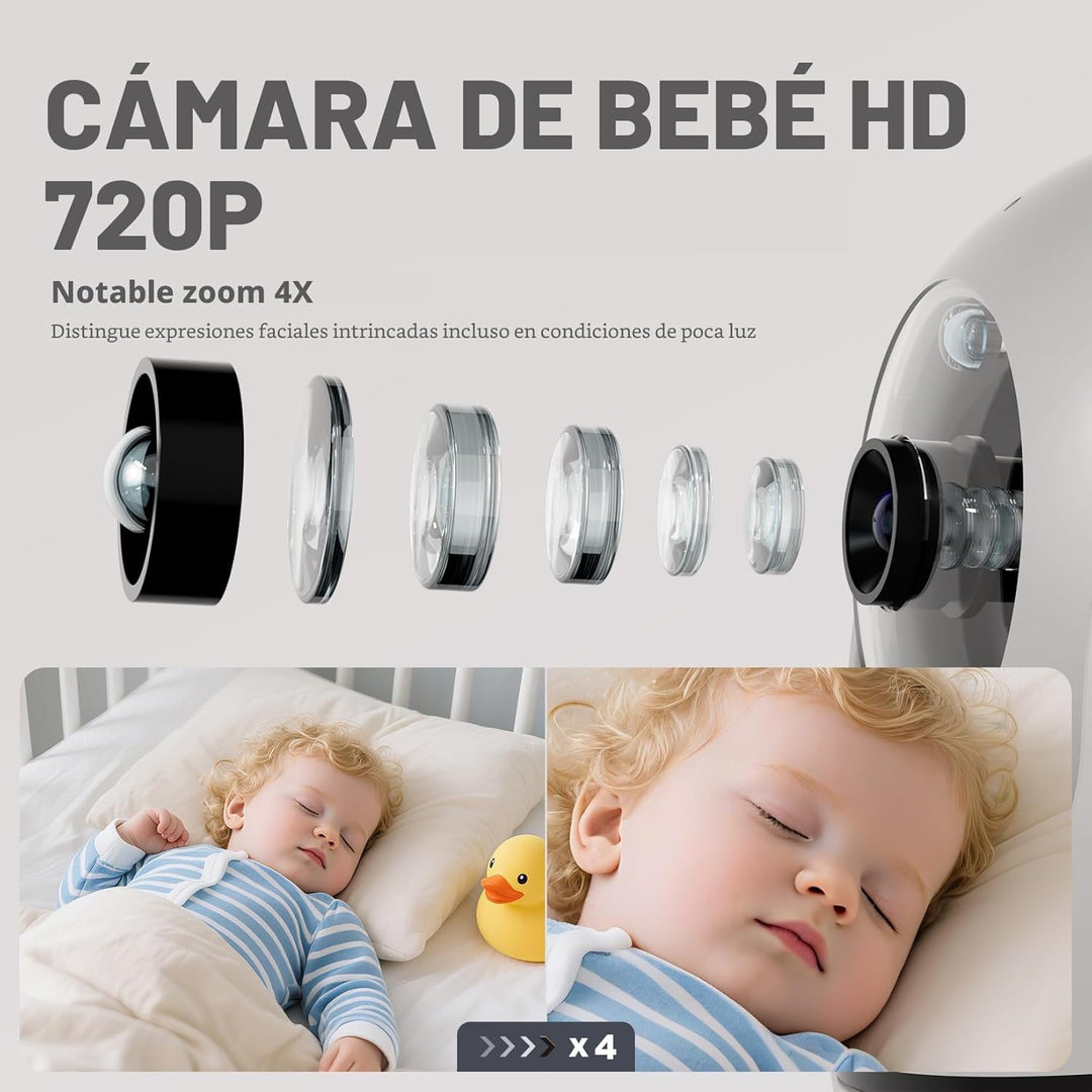 Kidsneed Monitor de bebé con cámara y audio: monitor de bebé de vid...