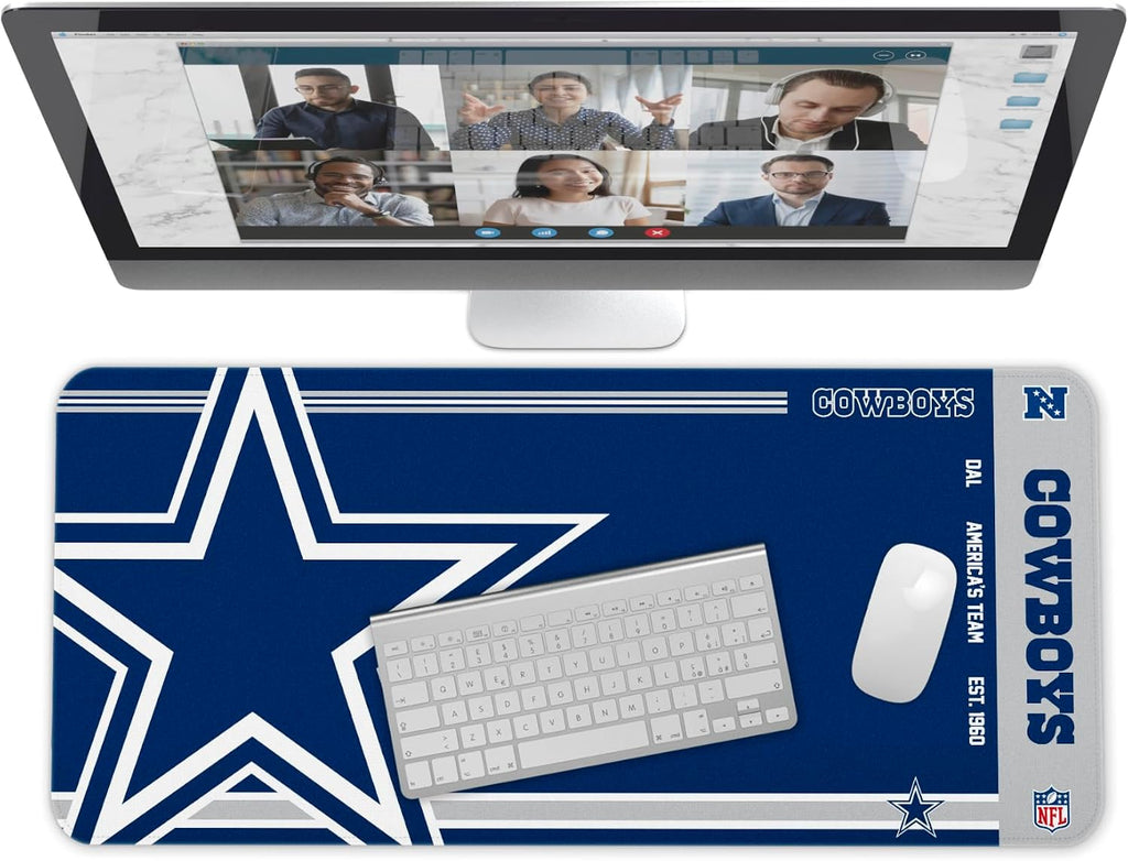 SOAR Alfombrilla para mouse de escritorio de oficina en casa con logotipo primario establecido oficial de la NFL, 35 x 16 pulgadas (Dallas Cowboys)