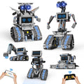 Kit de construcción de robot Johnny 5 5 en 1, juego de construcción de robot STEM con aplicación y control remoto de 2.4 GHz, juguetes tecnicos transformables de robótica RC para niños de 6 7 8 9 10 11 12 + regalos de cumpleaños