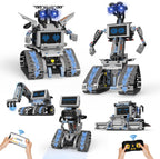 Kit de construcción de robot Johnny 5 5 en 1, juego de construcción de robot STEM con aplicación y control remoto de 2.4 GHz, juguetes tecnicos transformables de robótica RC para niños de 6 7 8 9 10 11 12 + regalos de cumpleaños