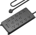 TROND Regleta de alimentación con protector de sobretensiones, 4000 julios, certificación ETL, 13 tomas de expansión ampliamente espaciadas con puertos USB C, enchufe plano de perfil bajo, montaje en