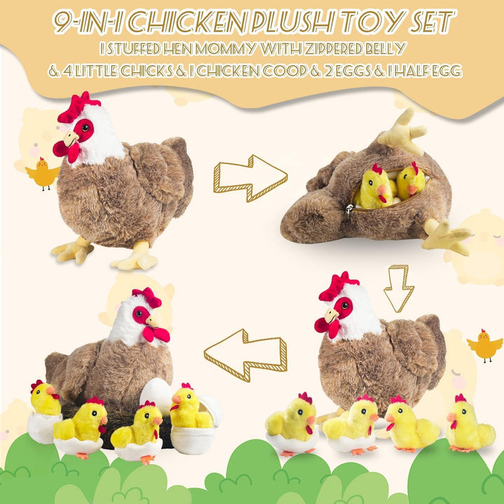 XYHQYB Peluche de pollo 9 en 1, juguetes de pollo de peluche para n...