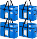 TAILI - Bolsas de mudanza extra grandes con 2 niveles, paquete de 4 bolsas azules resistentes para almacenamiento con ventana visible, asas envolventes, almacenamiento y ahorro de espacio