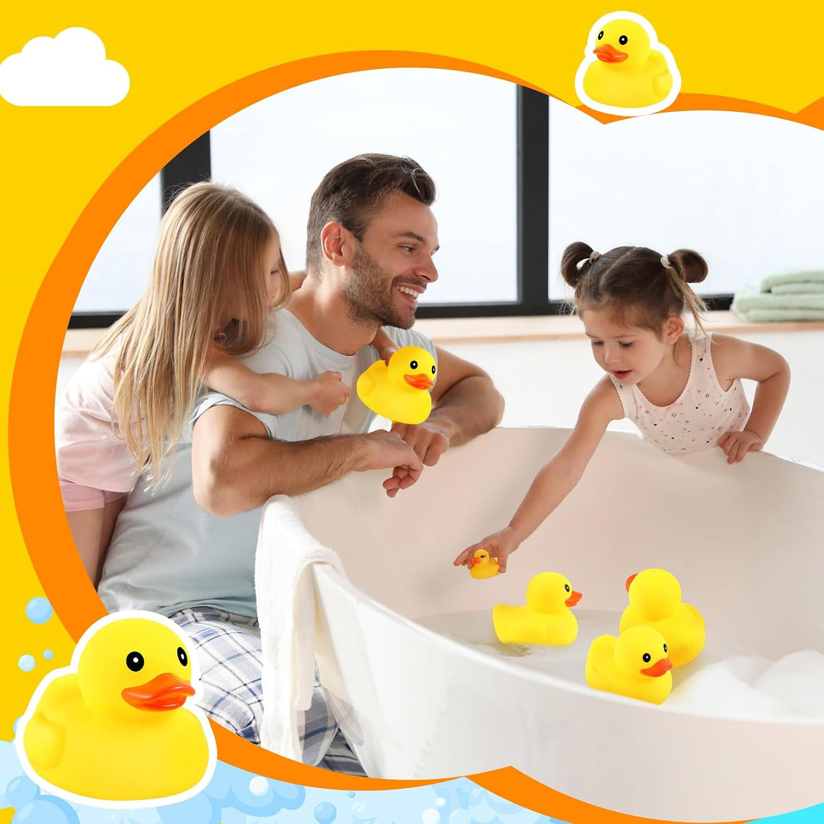 Deekin - 20 patos de goma grandes, juguetes de baño chirriantes amarillos