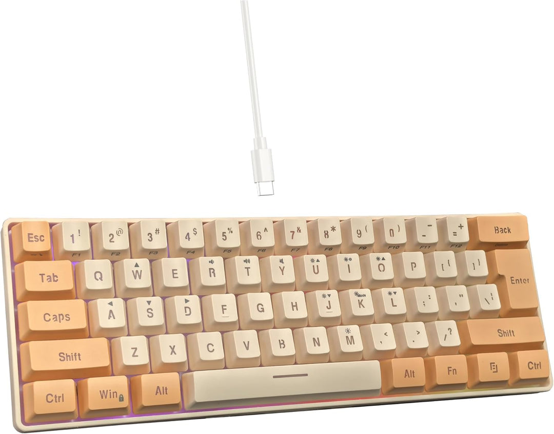 Snpurdiri - Teclado para videojuegos 60% con cable, retroiluminado...