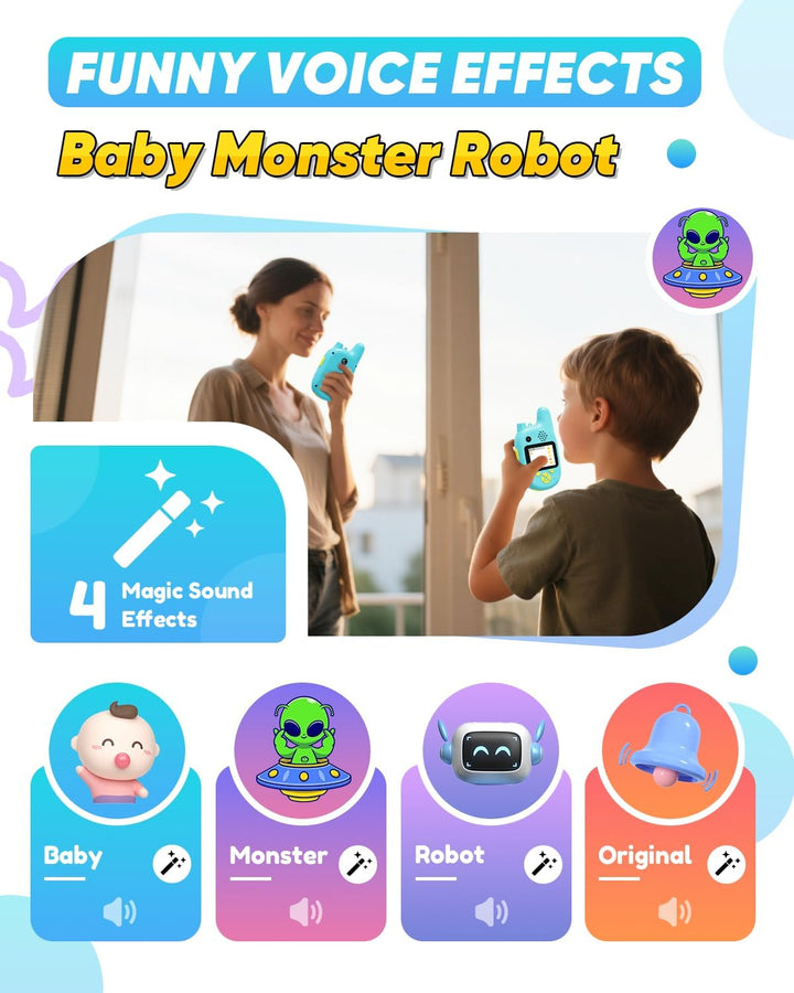 Walkie Talkies de video para niños con doble cámara, paquete de 2 j...