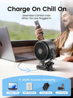 OpenBay Ventilador de clip, ventilador USB recargable con abrazader...