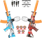 Paquete de 2 lanzadores de salpicaduras, kits de juguete de Splat Blaster totalmente automático, 50000+, 10 Rs por segundo, tolva de 600, juguete de actividades de juego en equipo al aire libre, 2