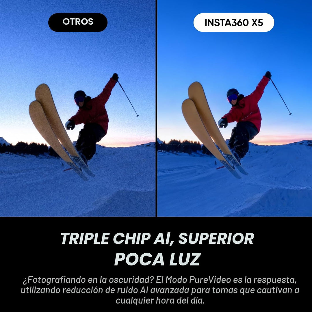 Insta360 Paquete de esquí X5 - Cámara impermeable 8K 360, efecto se...