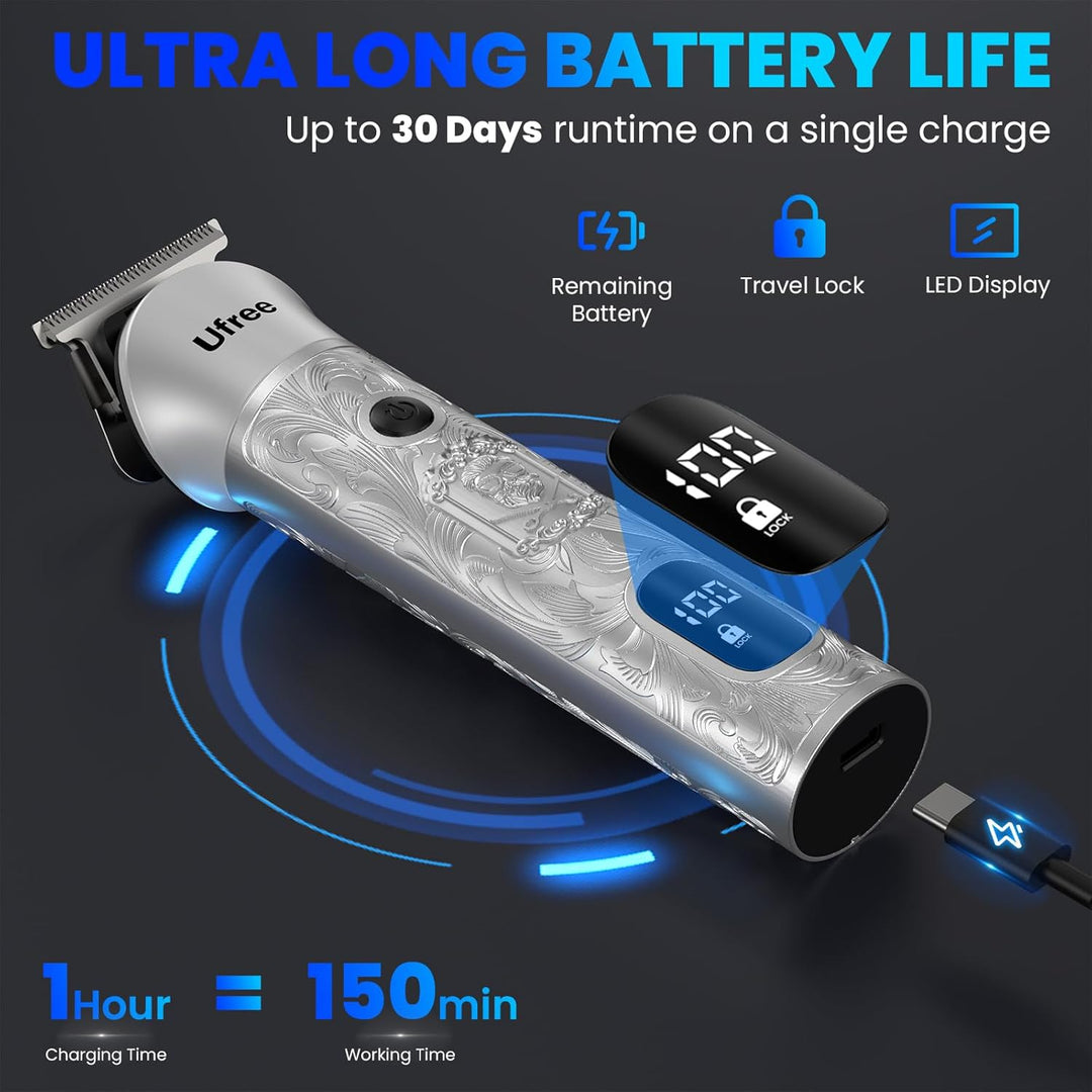 Ufree Recortadora de barba para hombres, afeitadora eléctrica 7 en...