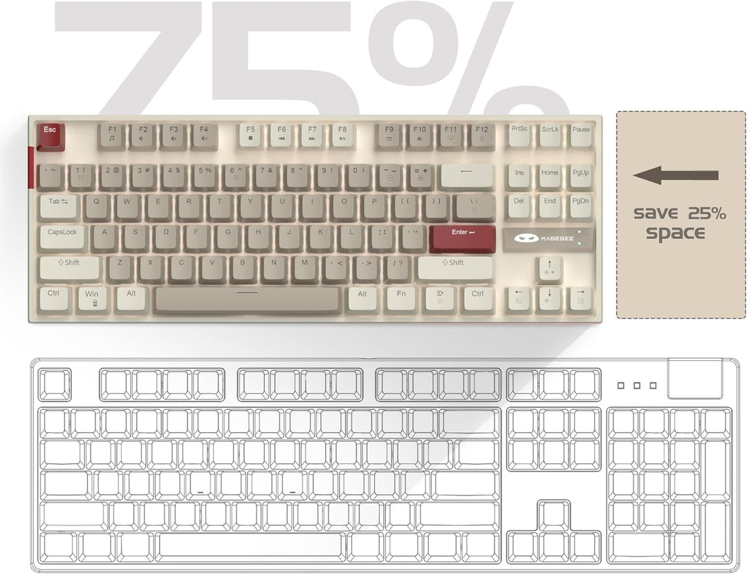 MageGee - Teclado mecánico para juegos 75%, interruptor marrón, ret...