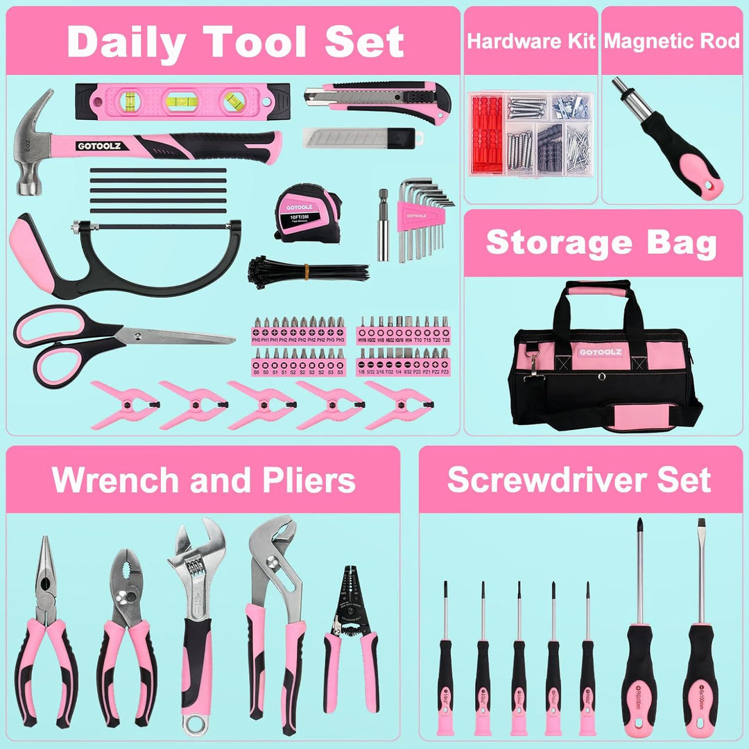 GOTOOLZ Juego de herramientas para el hogar de 269 piezas, kit de h...