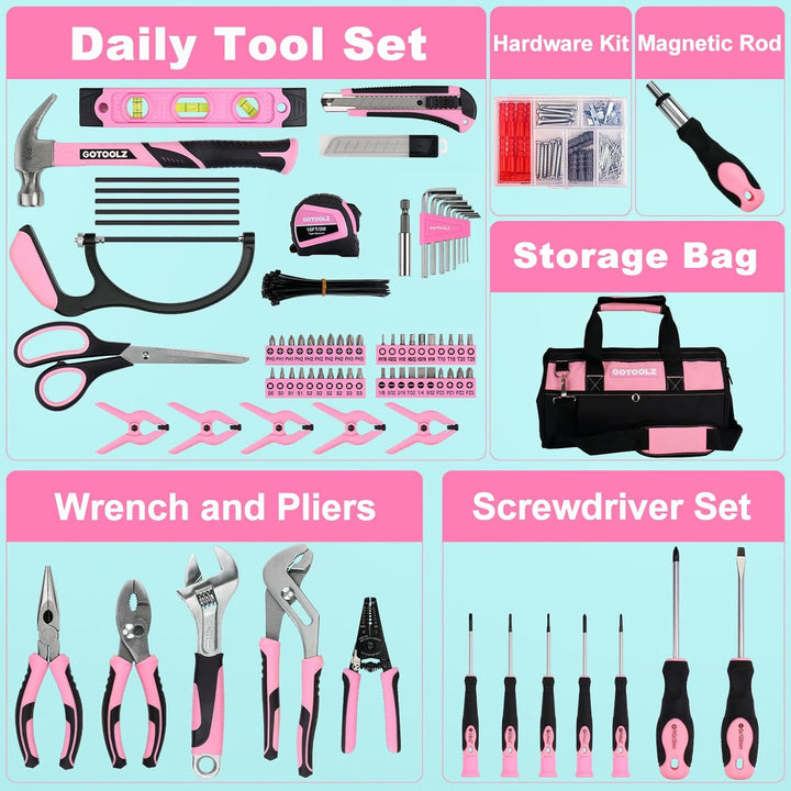 GOTOOLZ Juego de herramientas para el hogar de 269 piezas, kit de h...
