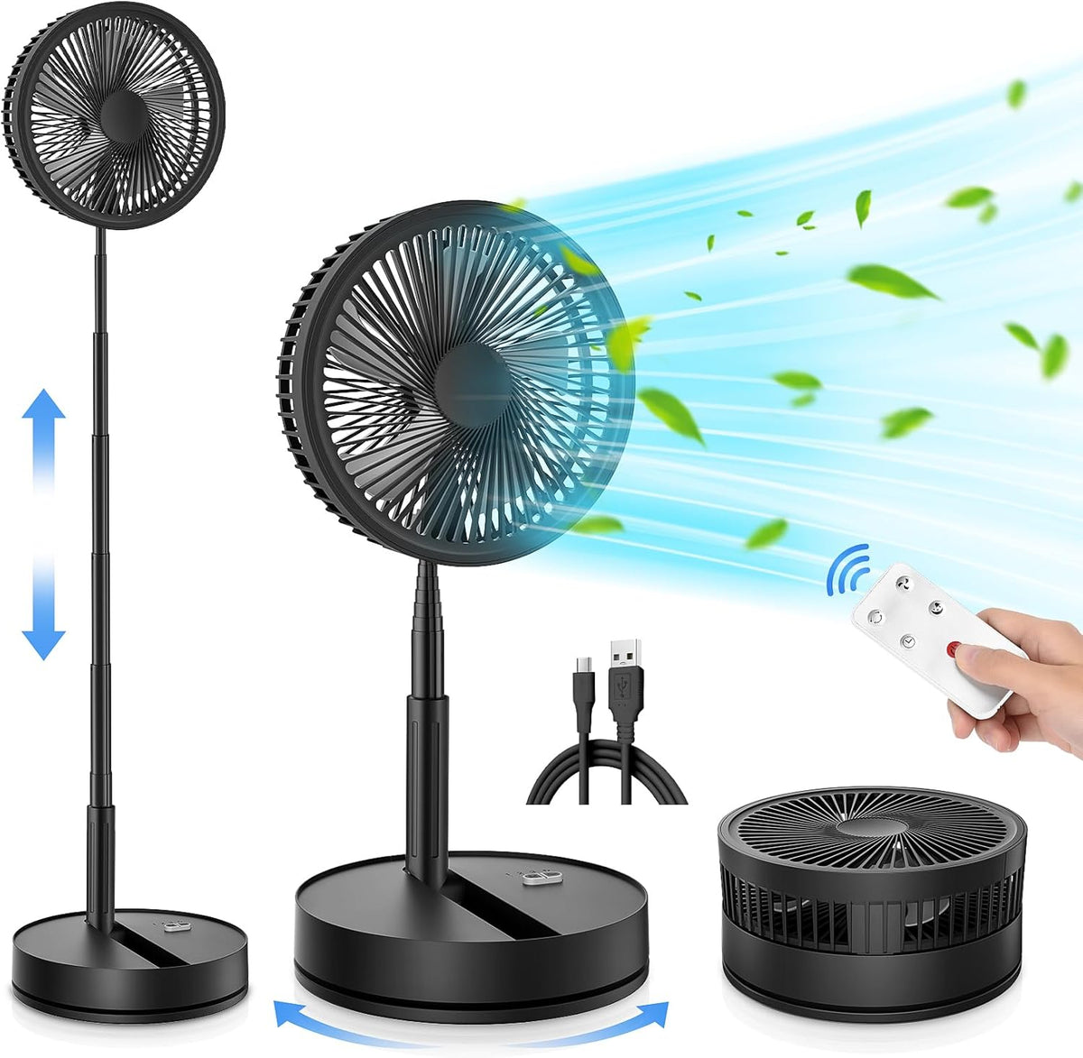 LIPETY Ventilador oscilante plegable portátil \u2013 Ventilador peq...