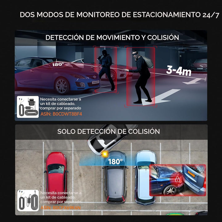 Neideso Cámara de tablero de 360° frontal y trasera en el