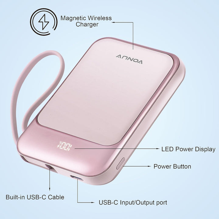 VONUV Banco de energía magnético de 10000mAh, cargador portátil ina...