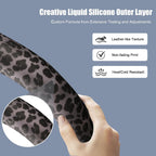 Funda para volante con anillo interior de silicona, no tóxica, sin olor, con patrón que no se decolora, universal de 14.5 a 15 pulgadas (estampado de leopardo gris)