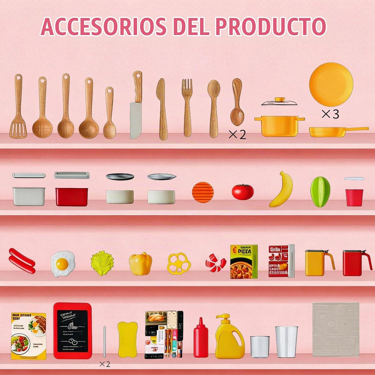 GEIYATOI Juego de cocina para niños de 34.5 pulgadas con estufa de vapor y