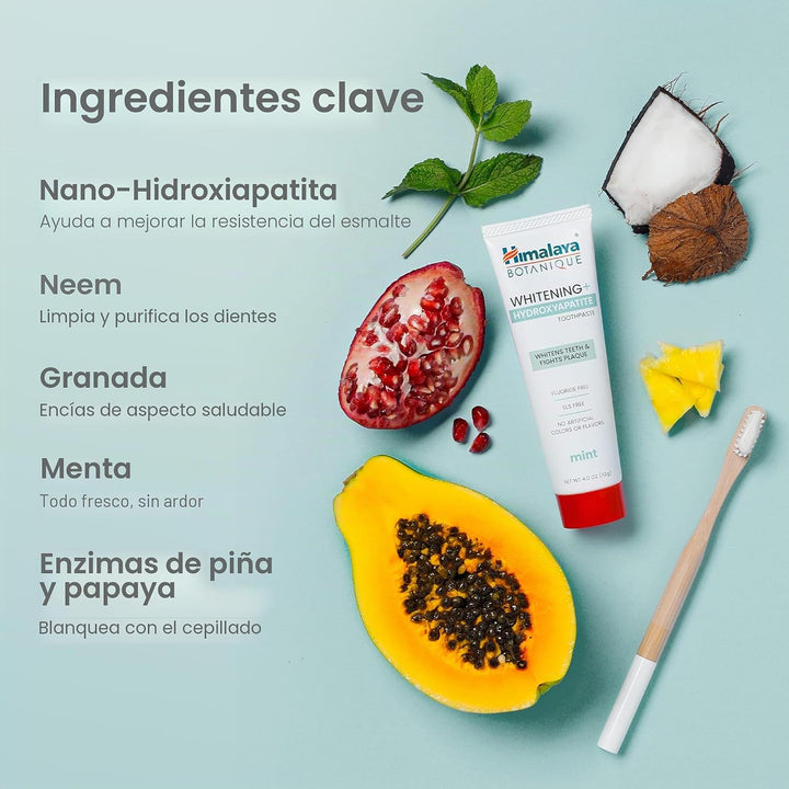 Himalaya Botanique Whitening+ Pasta de dientes hidroxiapatita, ment...