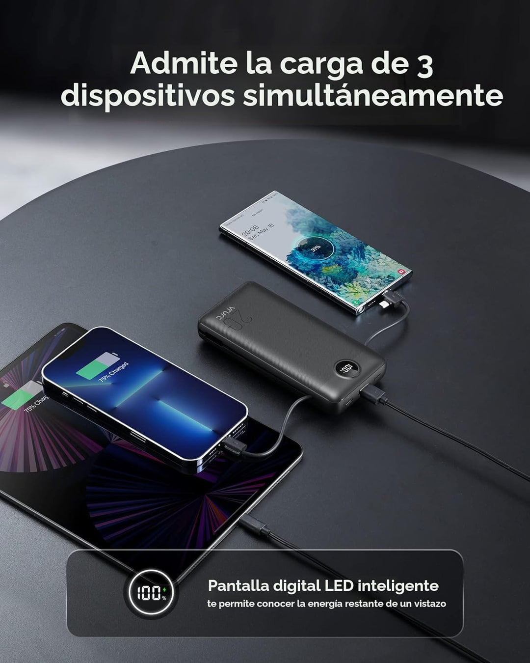 VRURC Cargador portátil de 20000mAh, banco de energía de carga rápi...