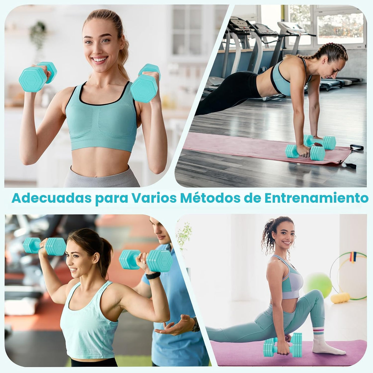 Juego de Mancuernas Ajustables 4 en 1, Pesas para Mujer, Set para Mujeres en Casa, 2 lb 3 lb 4 lb 5 lb con Mango de Goma TPU Suave para Entrenamiento en Casa