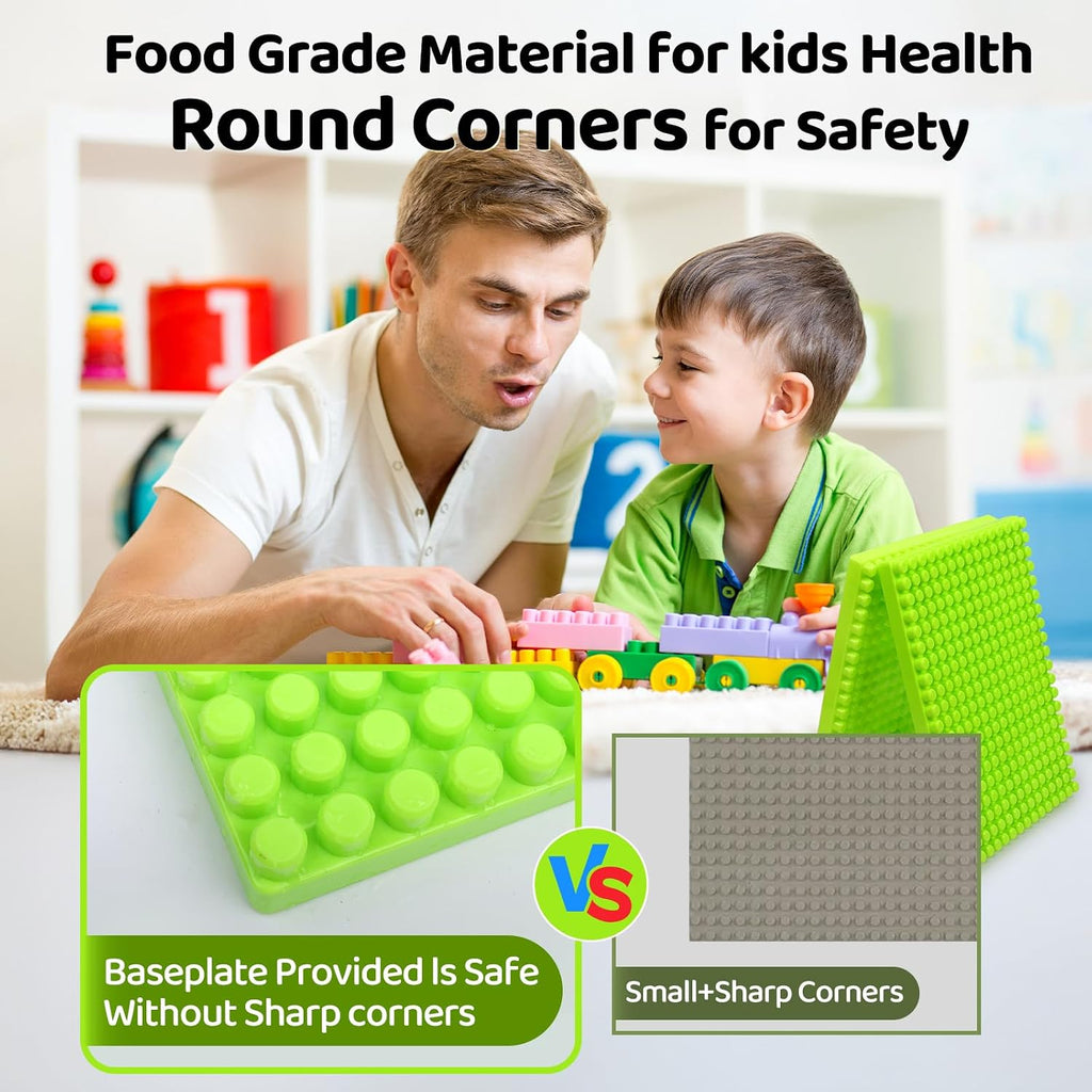 177 piezas de bloques de construcción grandes de 1 x 1-1 x 3 pulgadas para niños pequeños - Juego de ladrillos con autos y placa base, juguete educativo STEM para bloques de niños