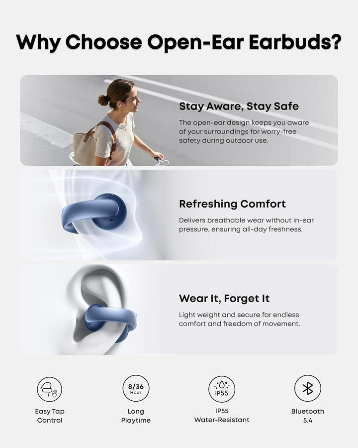 Soundcore AeroClip by Anker, auriculares de oreja abierta, auricula...