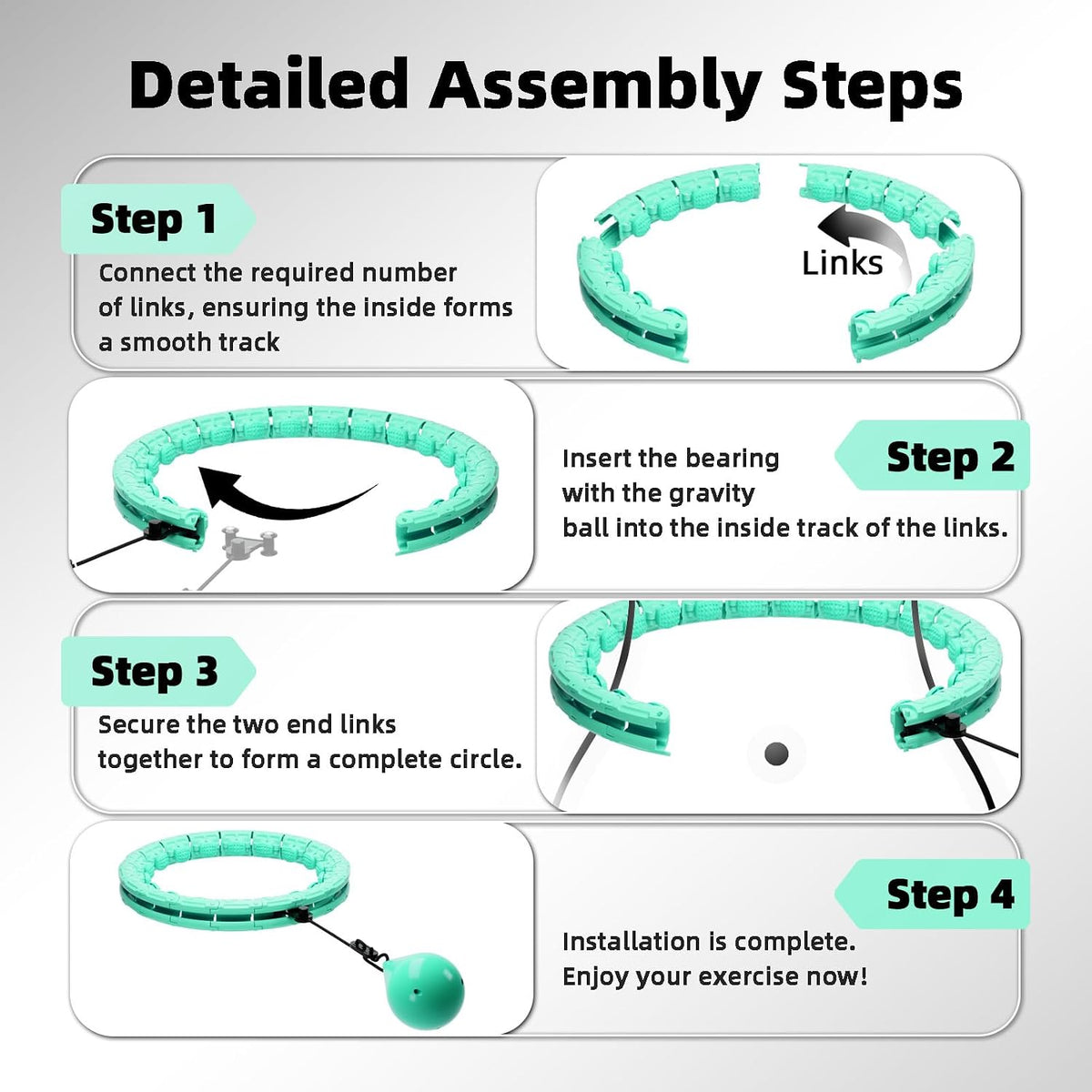 Infinity Hoop,2 en 1 Adjustable Fitness Hoop para Women Beginners