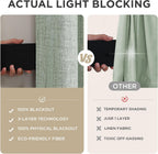 Joydeco - Cortinas 100 % opacas para dormitorio, cortinas de lino natural, cortinas de bloqueo de luz con aislamiento térmico, bolsillo para barra y pestaña trasera