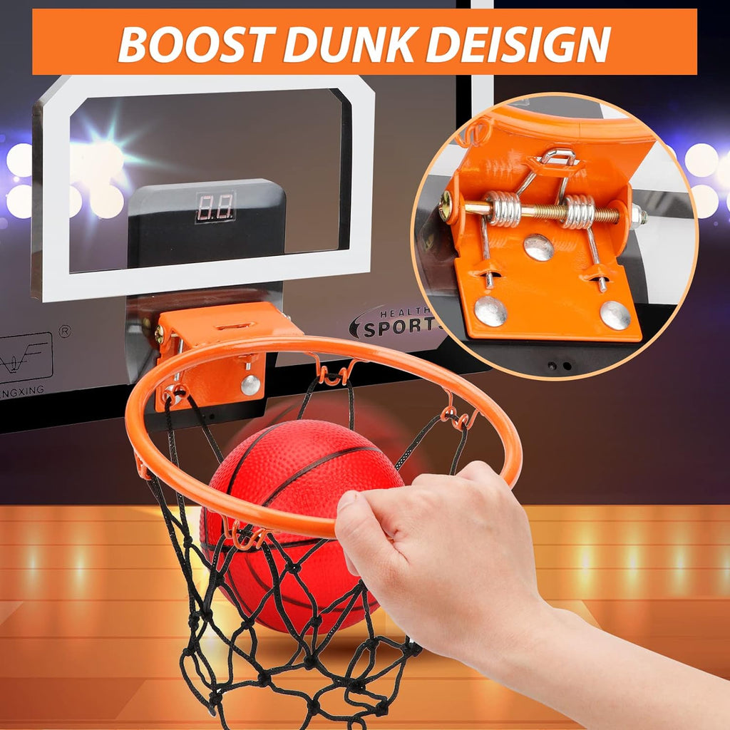 Aro de baloncesto más grande para interiores con borde grande de 9 pulgadas para niños y adultos, aro de baloncesto sobre la puerta para dormitorio con 3 gomas pequeñas de 6 pulgadas, juguete