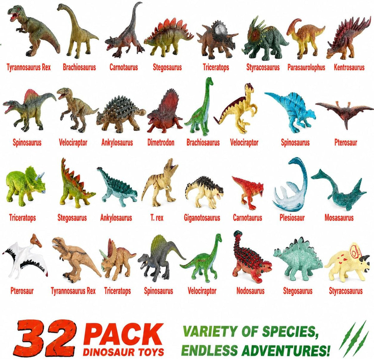 Juguetes de dinosaurio, paquete de 32 figuras realistas de dinosaurios con